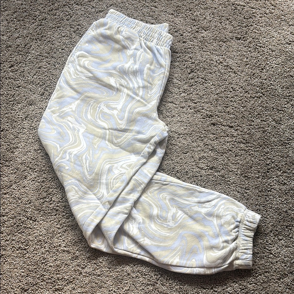 Art Class White and Cream Sweatpants with Elastic Waistband